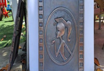 女孩浮雕厂家 现代人物标识 铸铜浮雕制作厂家