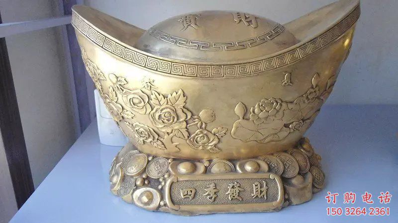金元宝雕塑厂家 铸铜工艺品 金元宝铜雕塑生产制作