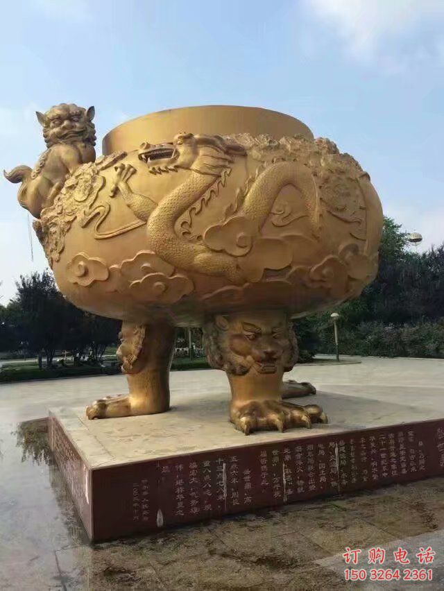 佛堂香炉雕塑厂家 家用佛堂铜雕 盘龙香炉雕塑