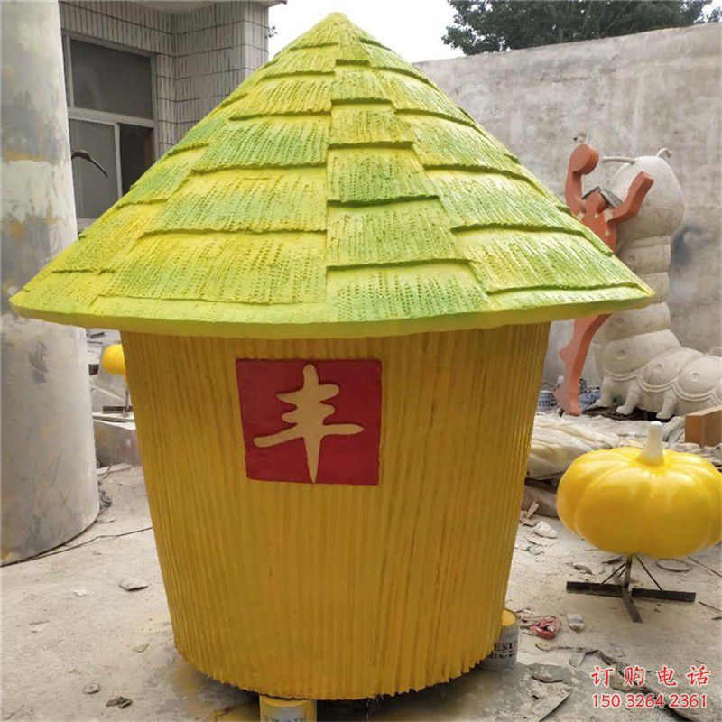 农耕主题粮仓铜雕 彩绘粮仓铜雕厂家