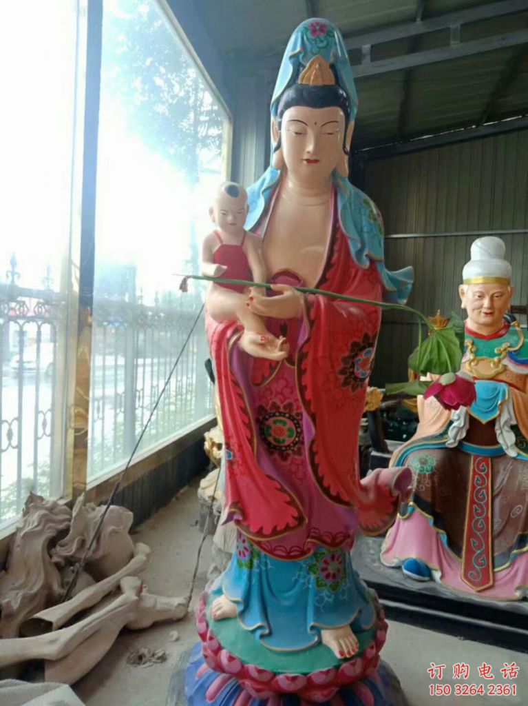 拿花送子观音佛像 寺庙佛像制作 拿花送子观音佛像 寺庙佛像制作