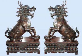 门口铜麒麟雕塑厂家 铸铜门口动物雕塑