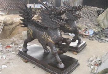 鳞片麒麟铜雕厂家 铸铜鳞片麒麟铜雕