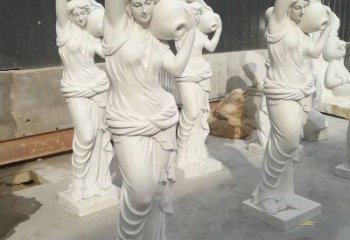 别墅侍女铜像厂家  公园人物肖像铜雕 现代西方人铜像制作