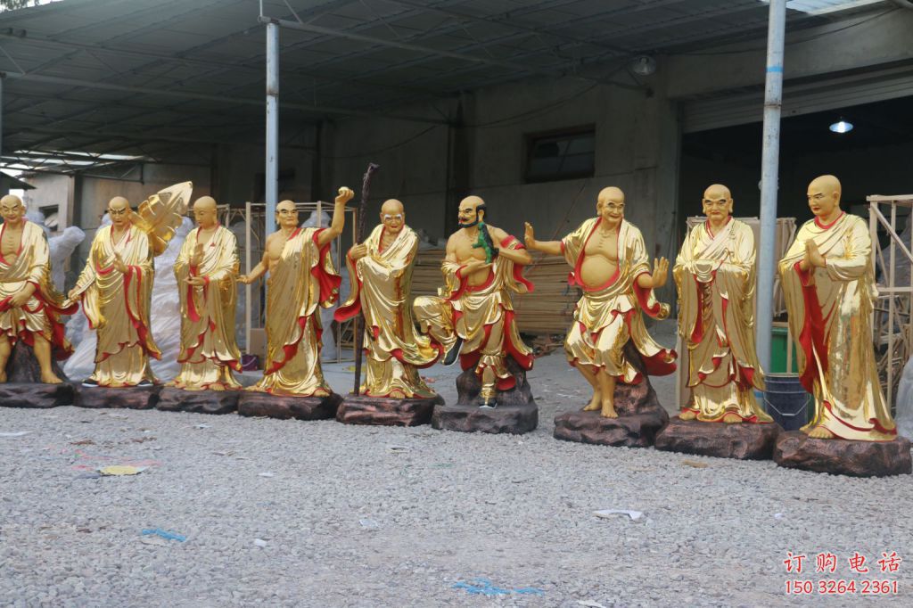 十八罗汉铜雕厂家 佛教主题铜雕 寺庙铜像定做