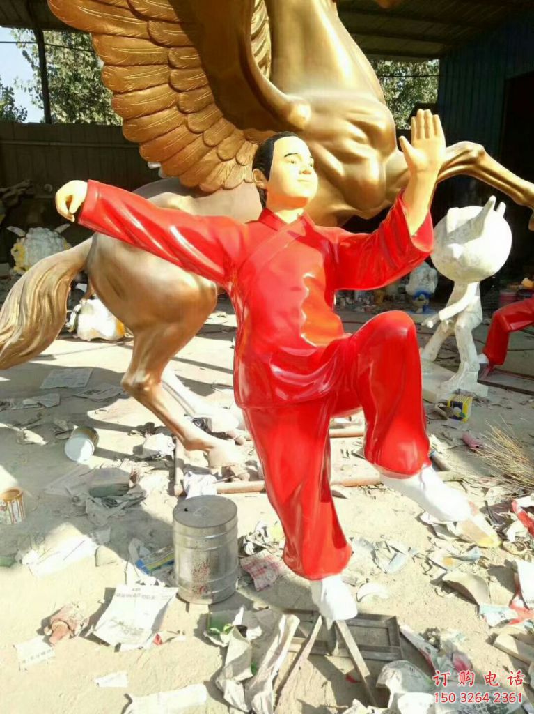 彩绘太极拳铜雕生产制作厂家