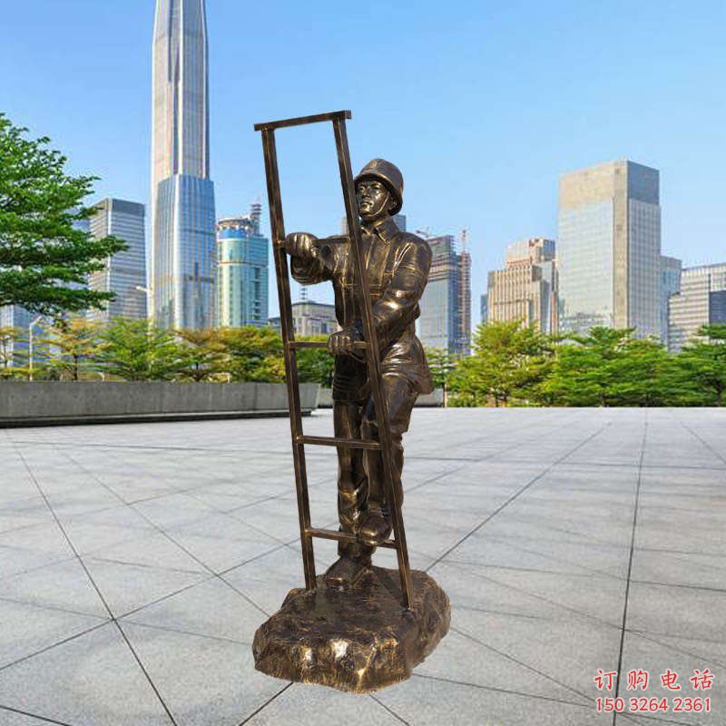 街头消防队人物铜雕厂家 街头消防队人物铜雕厂家