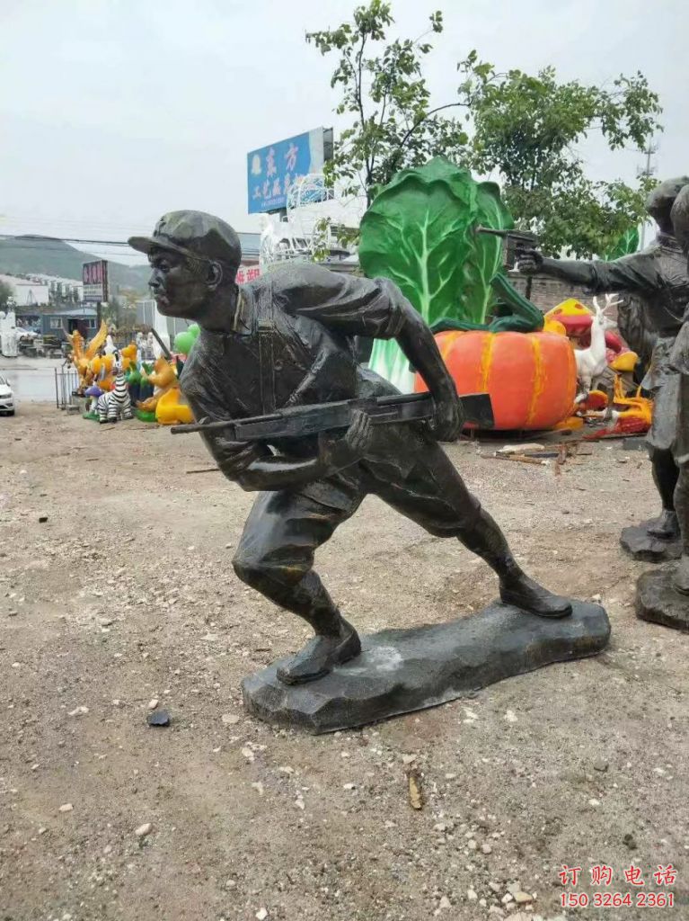 工农兵士兵铜雕厂家 八路军军人铜像价格