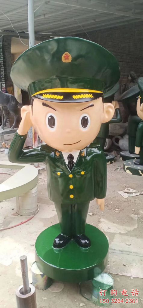 儿童警察铜雕厂家 彩绘人物铜像制作