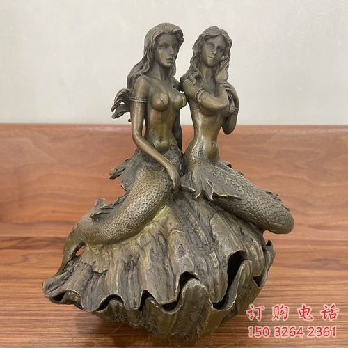 仿古美人鱼铜雕厂家 现代人卡通铜雕制作