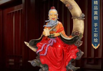民俗月老神像人物铜雕厂家 彩绘黄铜材质