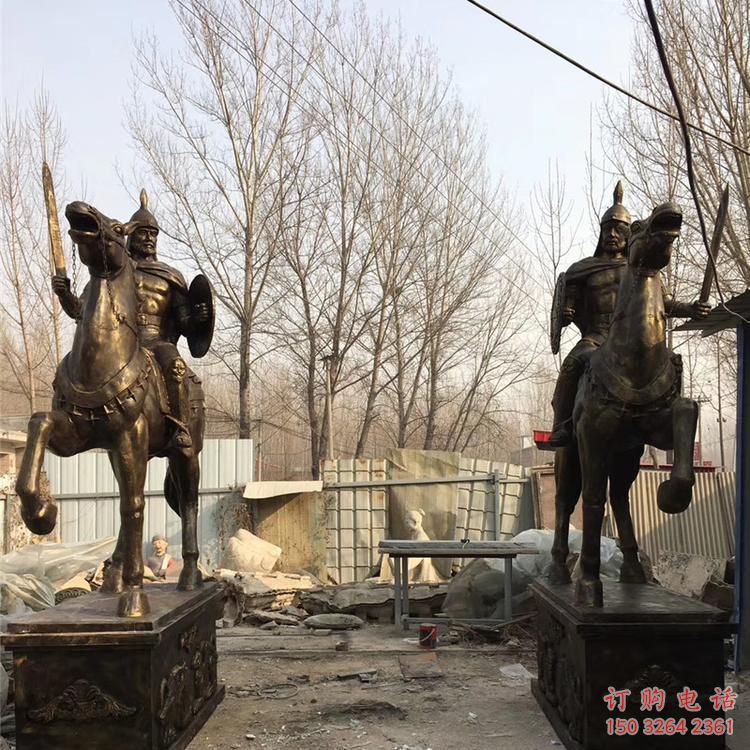 仿古角斗士铜雕厂家 黄铜仿古人物铜雕定制