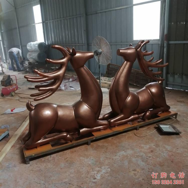 别墅鹿铜雕厂家 公园动物铜雕
