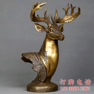 别墅鹿头铜雕厂家 公园动物铜雕 别墅鹿头铜雕厂家 公园动物铜雕