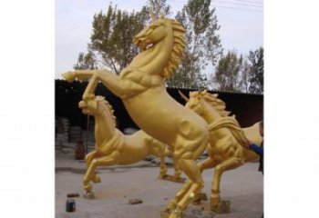 仿古战马铜雕厂家 彩绘动物铜雕