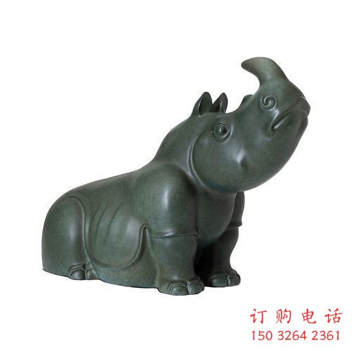城市犀牛铜雕厂家 黄铜动物铜雕