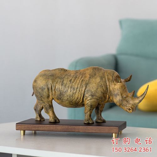 黄铜犀牛铜雕厂家 仿古动物铜雕