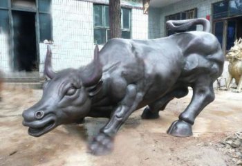 青铜华尔街牛铜雕厂家 公园动物铜雕