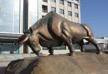 仿古公牛铜雕厂家 彩绘动物铜雕