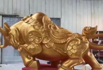 彩绘公牛铜雕厂家 仿古动物铜雕