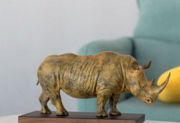 黄铜犀牛铜雕厂家 仿古动物铜雕