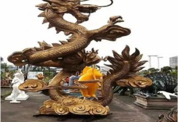 仿古龙戏珠铜雕厂家 彩绘动物铜雕
