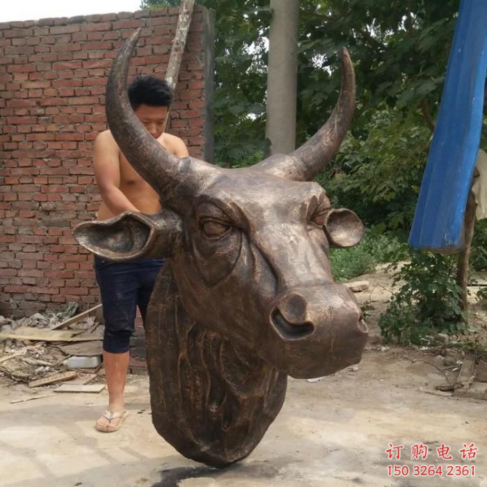 仿古牛头铜雕厂家 彩绘动物铜雕 仿古牛头铜雕厂家 彩绘动物铜雕
