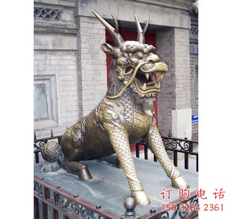 城市麒麟铜雕厂家 黄铜动物铜雕
