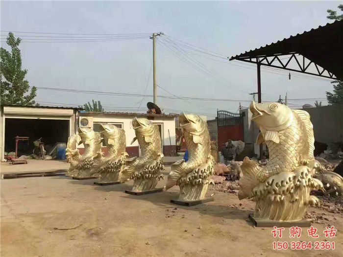 别墅鲤鱼铜雕厂家 公园动物铜雕