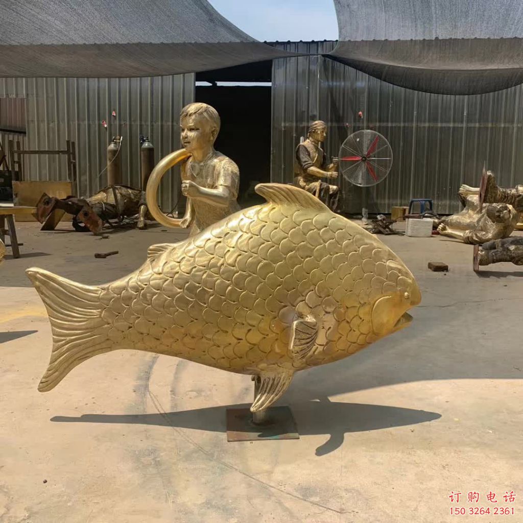 鲤鱼铜雕厂家 抽象动物铜雕