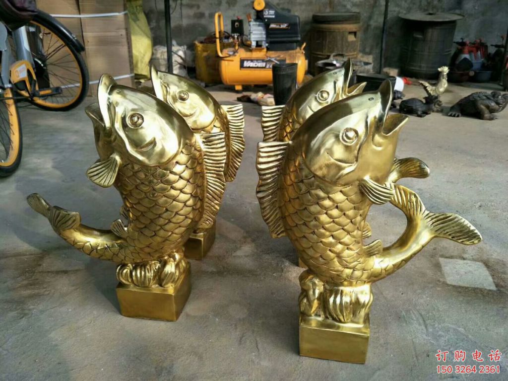 城市金鱼铜雕厂家 黄铜动物铜雕