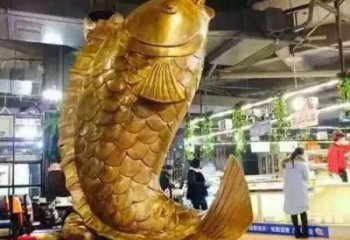 青铜鲤鱼铜雕厂家 公园动物铜雕
