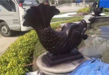 仿古金鱼铜雕厂家 彩绘动物铜雕