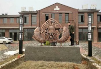 抽象铜鱼铜雕厂家 办公室动物铜雕