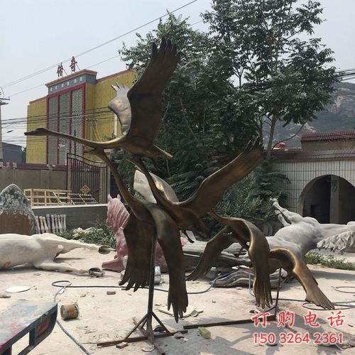 广场鸿雁铜雕厂家 青铜动物铜雕