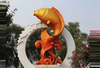 广场鲤鱼跳龙门铜雕厂家 青铜动物铜雕