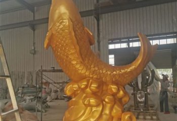 抽象鲤鱼跳龙门铜雕厂家 办公室动物铜雕