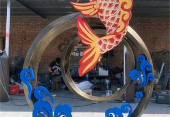 彩绘鲤鱼跳龙门铜雕厂家 仿古动物铜雕
