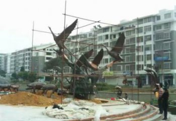街头大雁铜雕厂家 城市动物铜雕