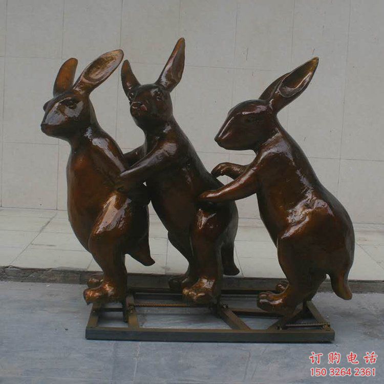 青铜兔子铜雕厂家 公园动物铜雕