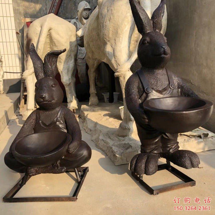 兔子铜雕厂家 抽象动物铜雕