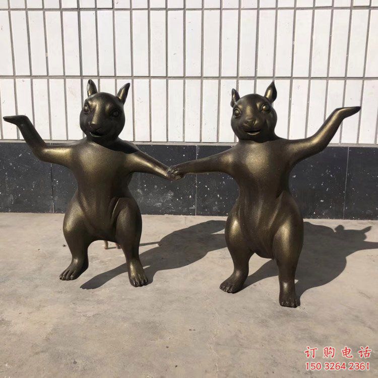 彩绘兔子铜雕厂家 仿古动物铜雕