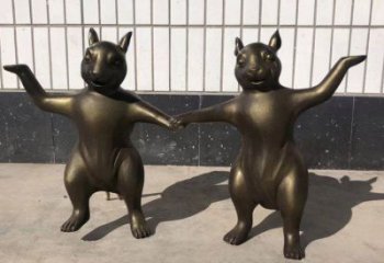 彩绘兔子铜雕厂家 仿古动物铜雕
