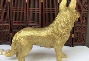 黄铜小狗铜雕厂家 仿古动物铜雕