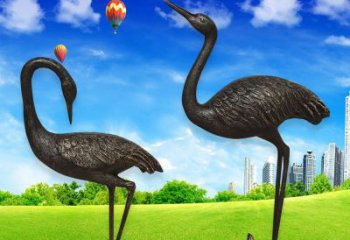 别墅鸵鸟铜雕厂家 公园动物铜雕