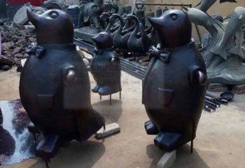 紫铜企鹅铜雕厂家 仿古动物铜雕