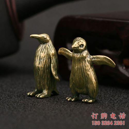 彩绘企鹅铜雕厂家 仿古动物铜雕