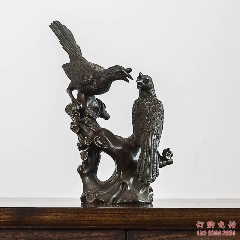 喜鹊铜雕厂家 抽象动物铜雕