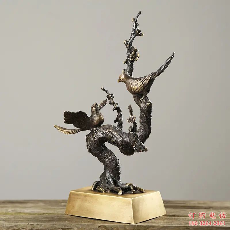 广场喜鹊铜雕厂家 青铜动物铜雕
