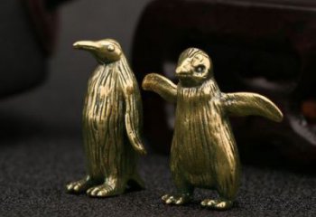 彩绘企鹅铜雕厂家 仿古动物铜雕